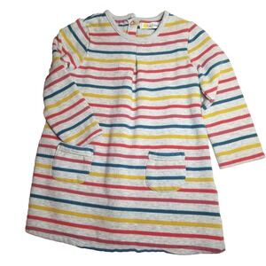 Baby Boden Baby 18-24 month Colorful Striped Gray Sweatshirt Dress Front Pockets
